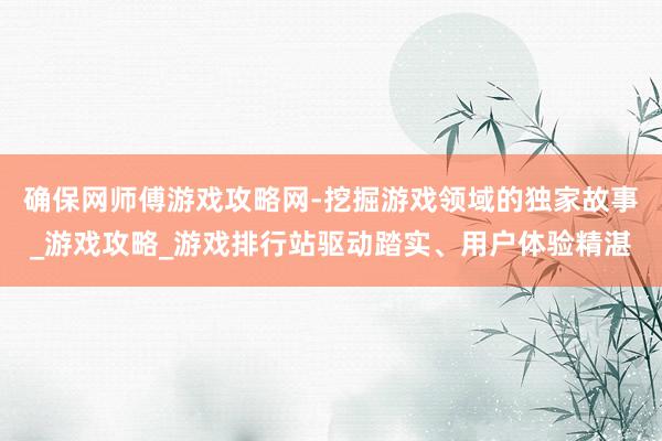 确保网师傅游戏攻略网-挖掘游戏领域的独家故事_游戏攻略_游戏排行站驱动踏实、用户体验精湛